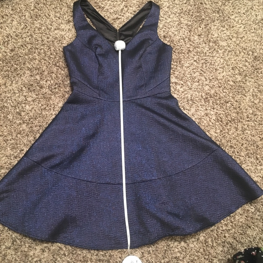Express Blue Sparkle Structured Cocktail Dress - Picture 2 of 7